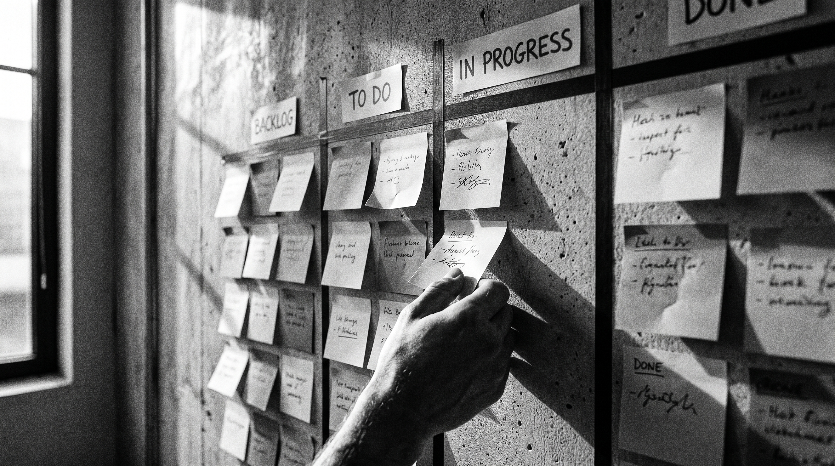 Physical kanban board during planning sprint
